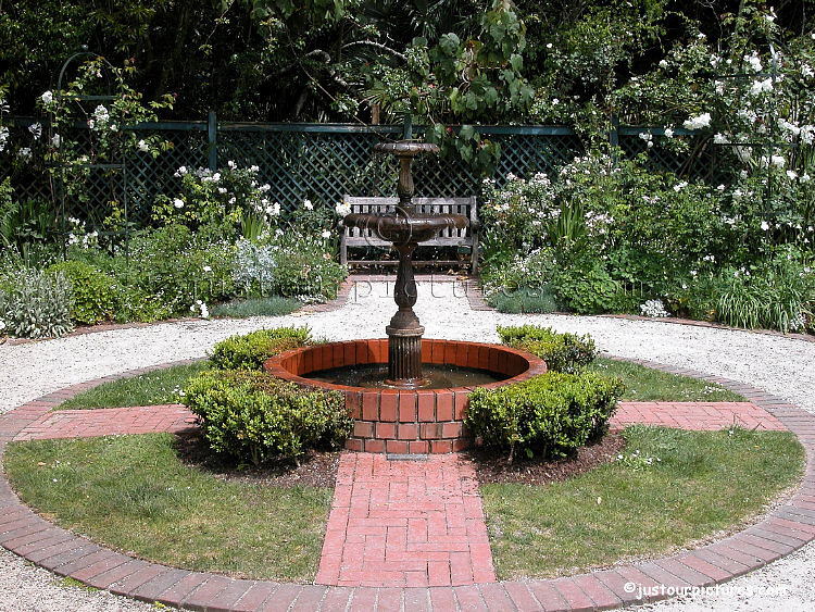 Formal white rose garden